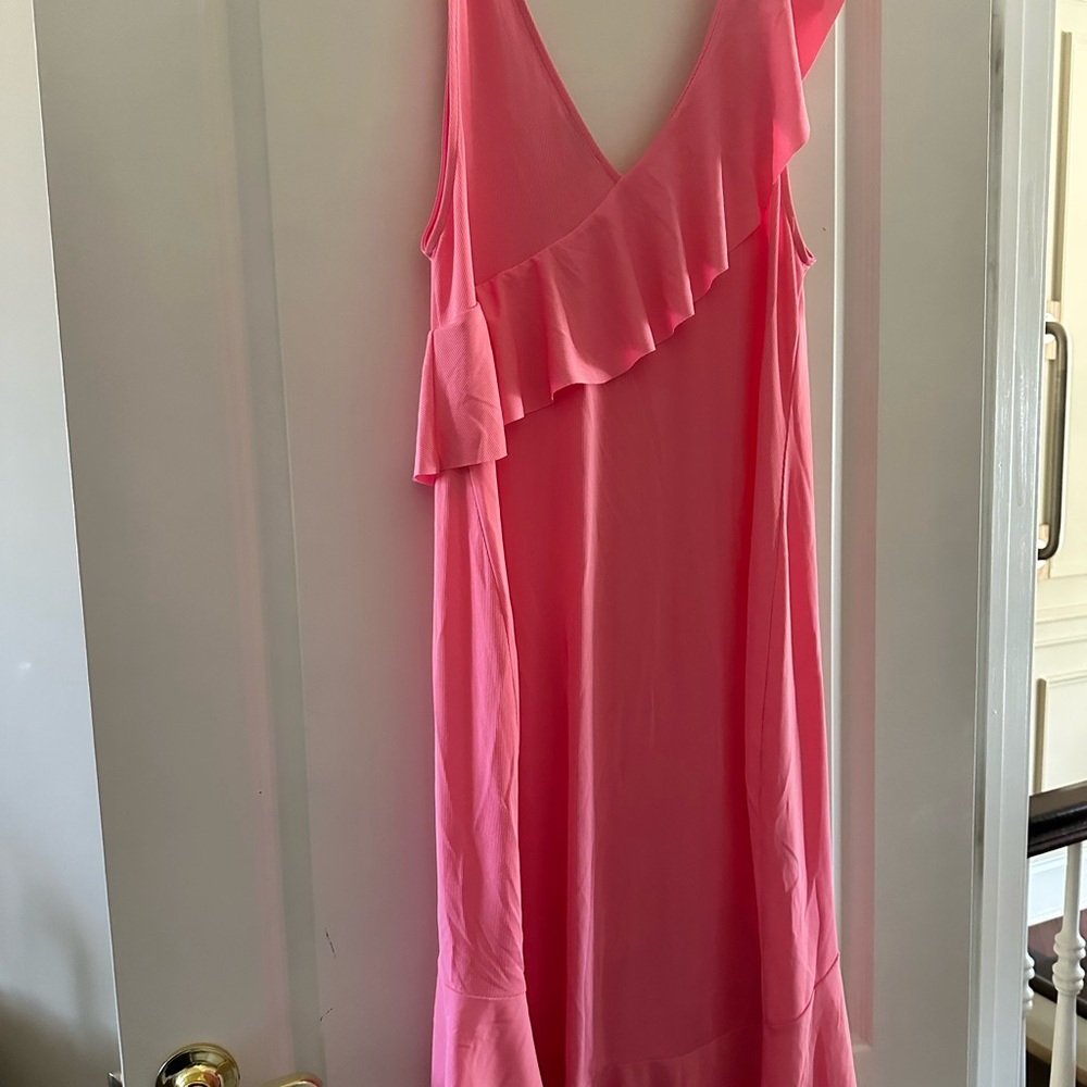 Zara nwt Elegant Pink Ruffle Dress - Picture 3 of 8